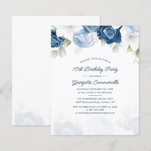 Papier Fête Florale Budget 70e Anniversaire Dusty Blue