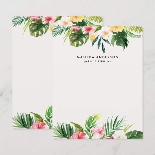 Papier Feuillage moderne vert floral botanique tropical (Devant / Derrière)