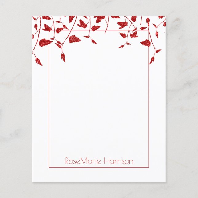 Papier Feuillet de papier-bordure rouge Fleurs Fêtes (Devant)