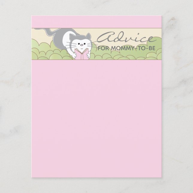 Papier Fiche baby shower "Livre d'histoire de chats roses (Devant)