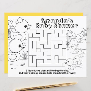 Papier Fiche d'activité Baby shower de canard pour enfant