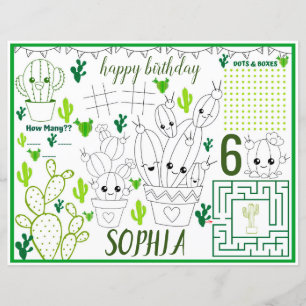 Papier Fiche d'activité Cactus, sets de table Cactus