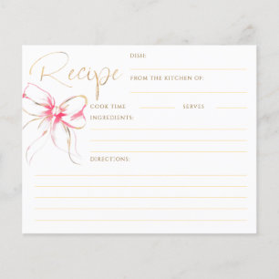 Papier Fiche de recette de mariage rose pour Elle noue le
