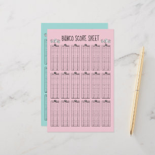 Papier Fiche de score Bunco - Note de tableau pour le jeu