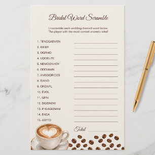 Papier Fiches de jeu de baby shower « L'amour est en trai