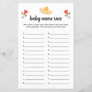Papier Fiesta Baby Name Race Game