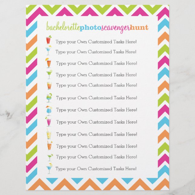 Papier Fiesta Bachelorette Photo Scavenger Chasse Jeu (Devant)