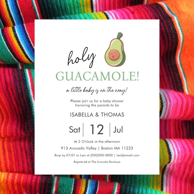 Papier Fiesta | Invitation du Baby shower Saint-Guacamole (Créateur téléchargé)