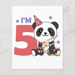 Papier Fifth Birthday Panda For Kids 5 Years