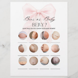 Papier Fille au Nœud Rose Jeux de Baby Shower Moderne