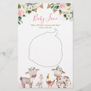 Papier Fille Baby shower rose de ferme Baby Face Card