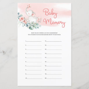 Papier Fille bébé éléphant Eucalyptus Baby Memory jeu