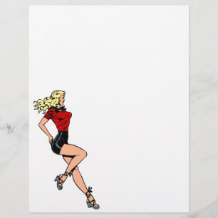 Papier Fille de charme vintage de la porte d'à côté, Blon