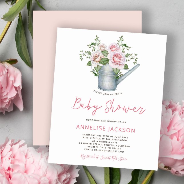 Papier Fille fille rose rose rustique invitation douche (Créateur téléchargé)