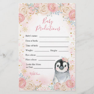 Papier Fille Pingouin Hiver Flocon de neige Prédictions b