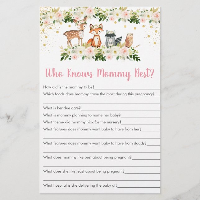 Papier Fille Woodland Floral Qui Connaît Maman Meilleur J (Devant)