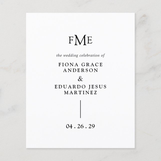 Papier Fiona Noir et Blanc Gras Monogramme Mariage modern (Devant)