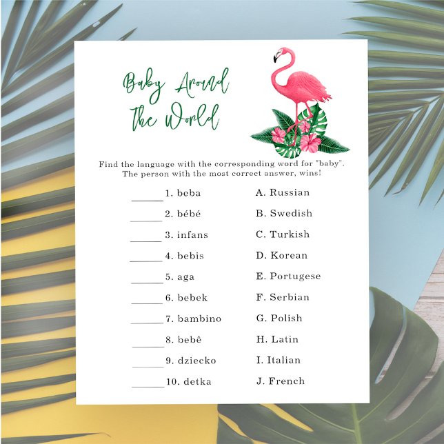 Papier Flamingo rose - Bébé autour du monde jeu (Créateur téléchargé)