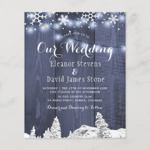Papier Flammes de neige d'hiver faire-part de mariage du