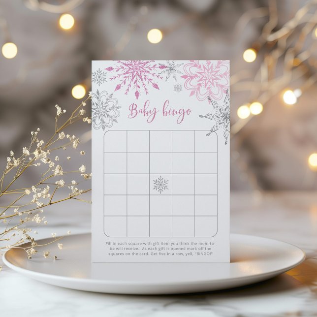 Papier Flammes de neige rose argent baby shower jeu de bi (Créateur téléchargé)