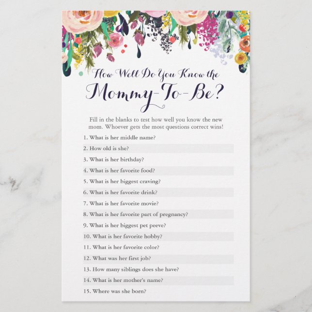 Papier Fleur Connaissez-Vous Bien Le Quiz De Mommy ? (Devant)