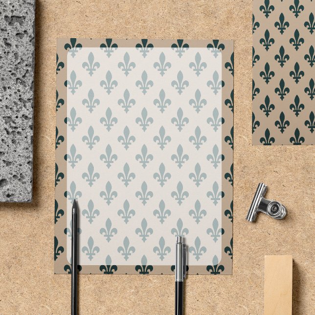 Papier Fleur de Lis Motif, Français, Royal, Vert (Créateur téléchargé)