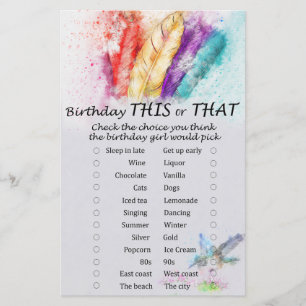 Papier Fleur de Tribal Anniversaire ce ou ce jeu