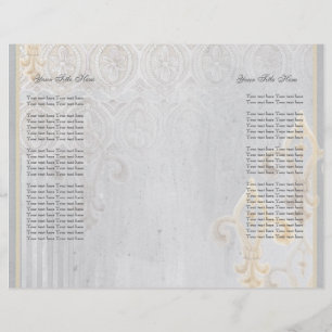 Papier Fleur di Lys Damask 2 Gris Faire-part de mariage