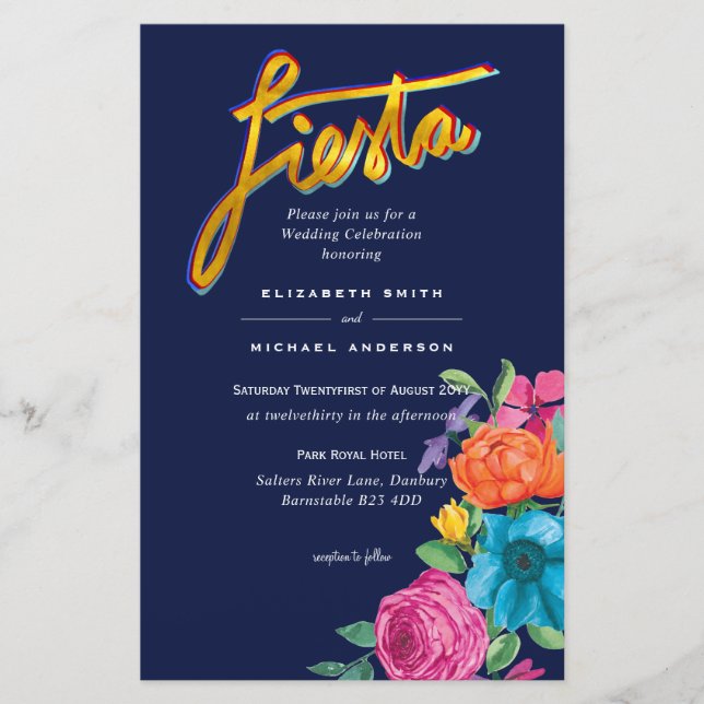 Papier Fleur Folkart Fiesta Faire-part de mariage Boda (Devant)