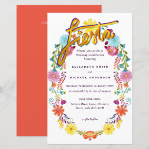Papier Fleur Folkart Fiesta Faire-part de mariage Boda