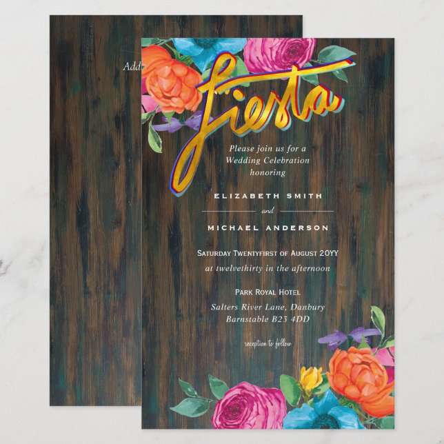Papier Fleur Folkart Fiesta Faire-part de mariage Boda (Devant / Derrière)