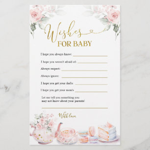 Papier Fleur rose bey Tea Party souhaits pour bébé