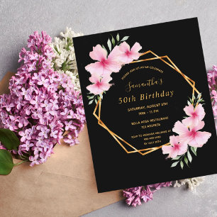 Papier Fleur rose noire budget anniversaire invitation