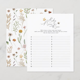 Papier fleur sauvage abeille nom bébé visage moderne élég