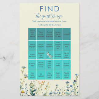 Papier Fleur sauvage bébé en fleur baby shower Bingo jeu