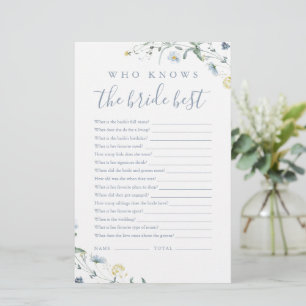 Papier Fleur sauvage bleu qui connaît la mariée meilleur 