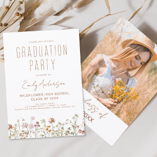 Papier Fleur sauvage Bloom Graduation Party Invitation