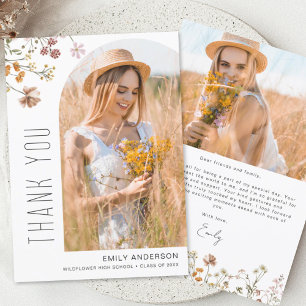 Papier Fleur sauvage Bloom Graduation Photo Merci