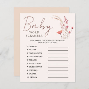 Papier Fleur sauvage Boho Baby shower Word Scramble Jeu