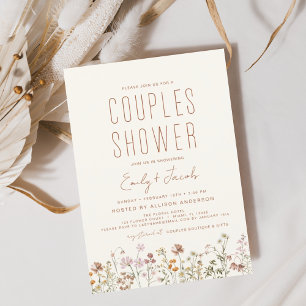 Papier Fleur sauvage Boho moderne Couples Douche Invitati