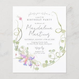 Papier Fleur sauvage Budget Invitation du 100e anniversai