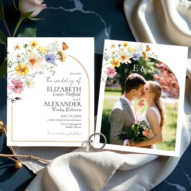 Papier Fleur sauvage budgétaire | Faire-part de mariage p (Créateur téléchargé)