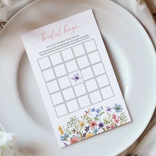 Papier Fleur sauvage Butterfly Garden Bridal Bingo jeu (Créateur téléchargé)