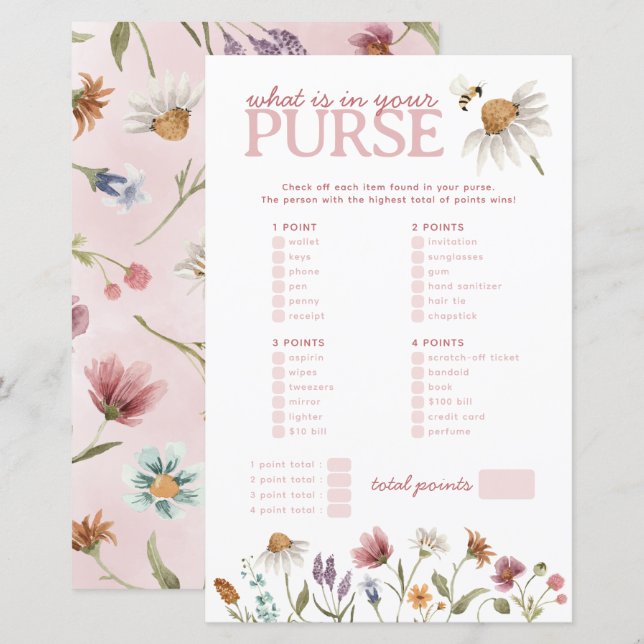 Papier Fleur sauvage Ce qui est dans votre Baby shower de (Devant / Derrière)