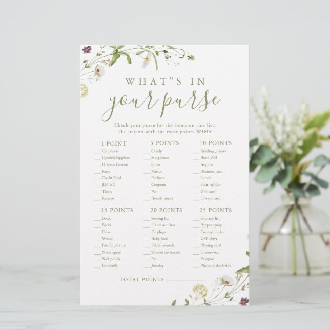 Papier Fleur sauvage ce qu'il y a dans votre sac de douch (Debout devant)