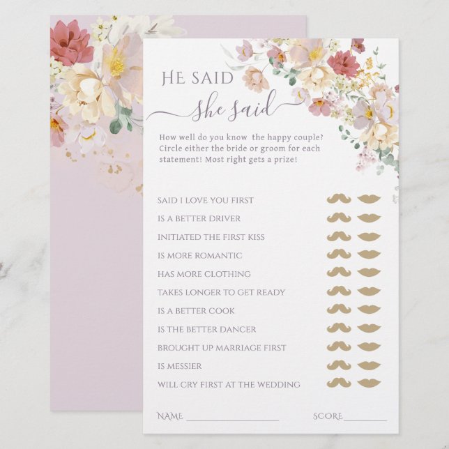 Papier Fleur sauvage d'aquarelle Purple Printemps jeu nup (Devant / Derrière)