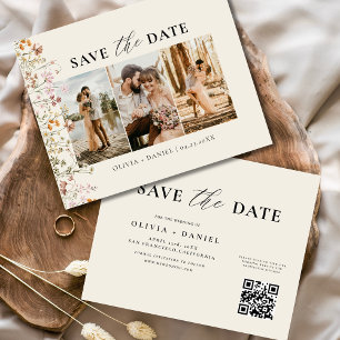 Papier Fleur sauvage de code QR Enregistrer le Mariage de