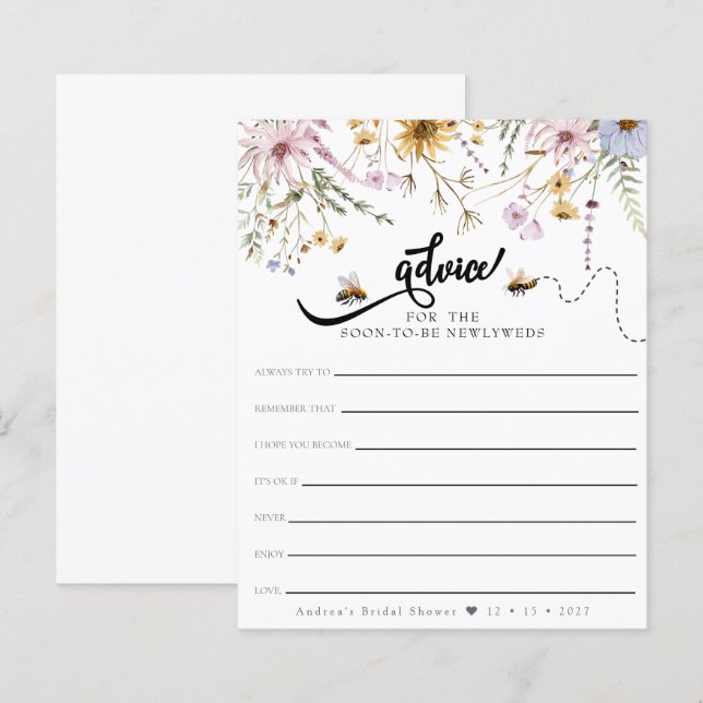 Papier Fleur sauvage de printemps | Douche d'abeille | Co (Devant / Derrière)