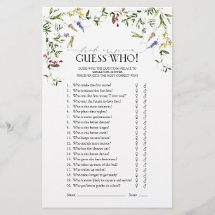 Papier Fleur sauvage d'été Jeu de Fête des mariées Floral