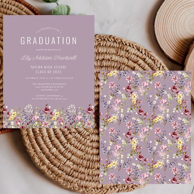 Papier Fleur sauvage du budget Motif Mauve Invitation du  (Créateur téléchargé)